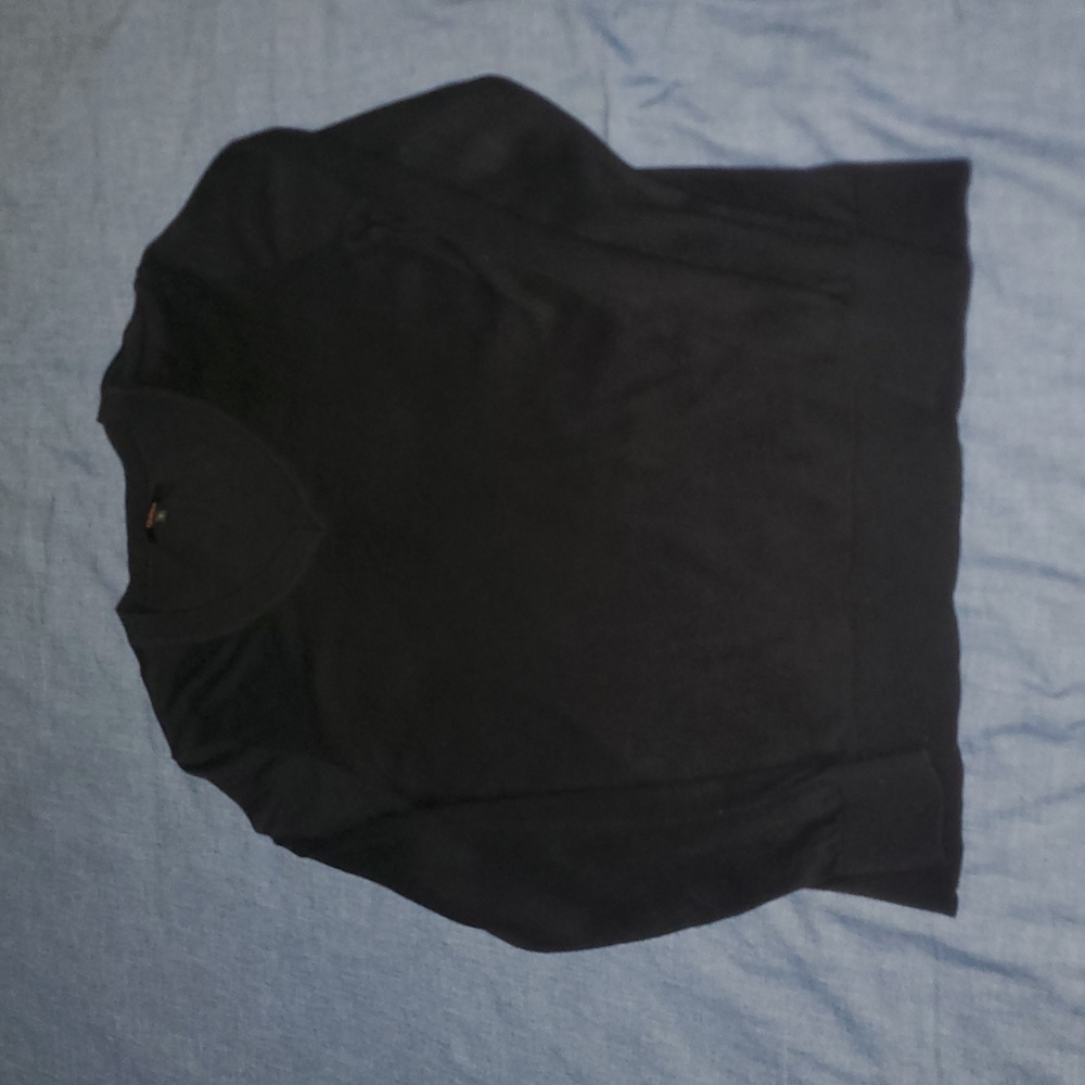 Quince Women's Organic Cotton & Cashmere Black V-Neck Sweater L EXC!!